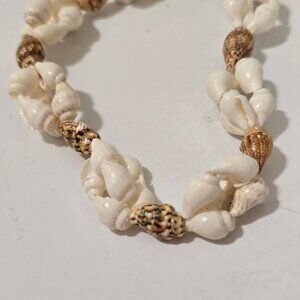 NWOT Y2K 30" Tahitian Cowrie & Hawaiian Islands Shell Boho Necklace White/Brown